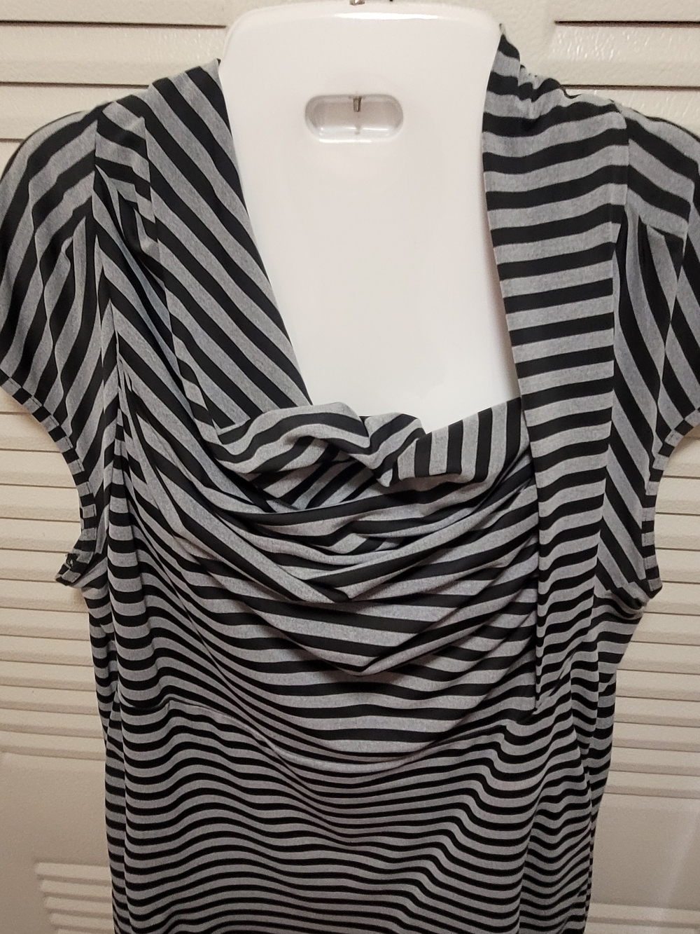 Striped Cowl Neck Tunic - Black & Gray - Picture 2 of 4